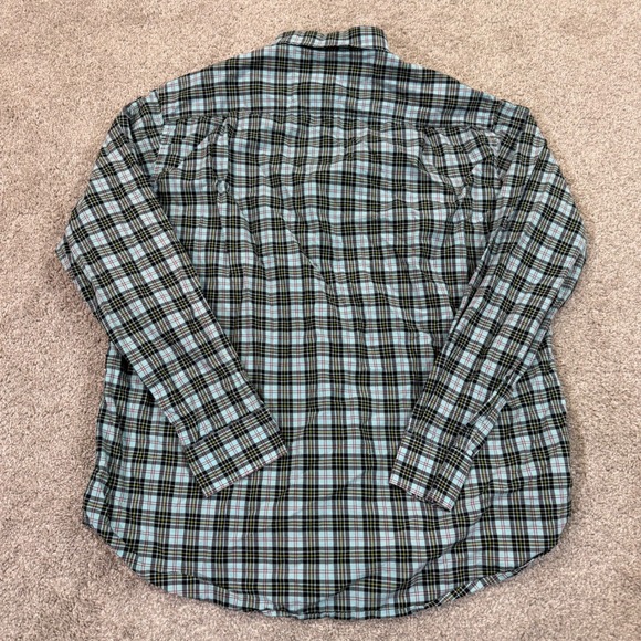 J.McLaughlin Mens L Plaid Button Down Shirt Blue Black Red Cotton Casual Preppy - Picture 9 of 9